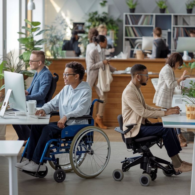 Accessible job opportunities for people with disabilities, promoting diversity in the workforce.